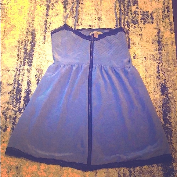 Vintage Forever 21 front zipper mini slip dress, black lace hem - Picture 5 of 11